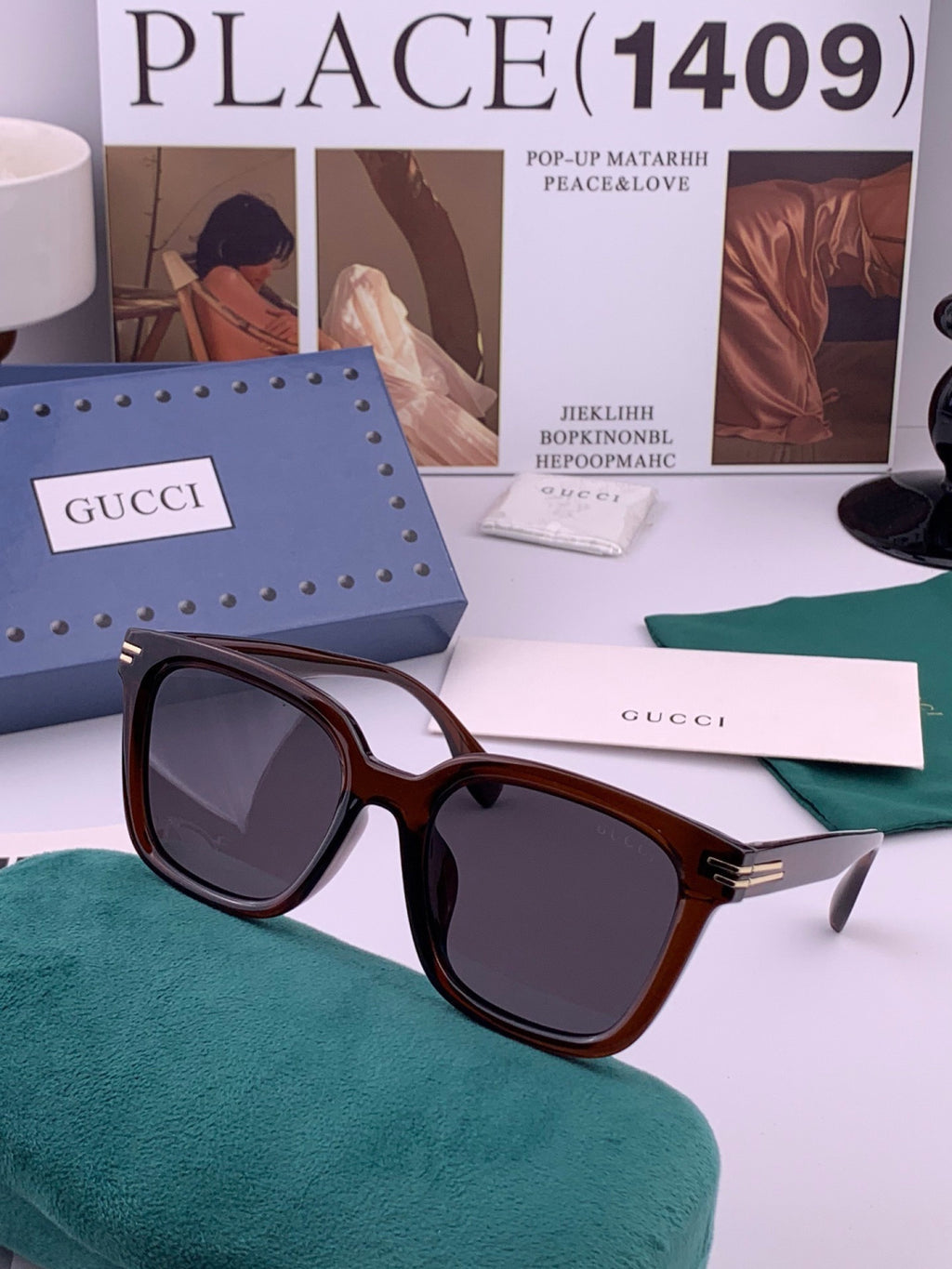 Gucci G6821 Polarized Square Black Lens Sunglasses for Women - detail image 4