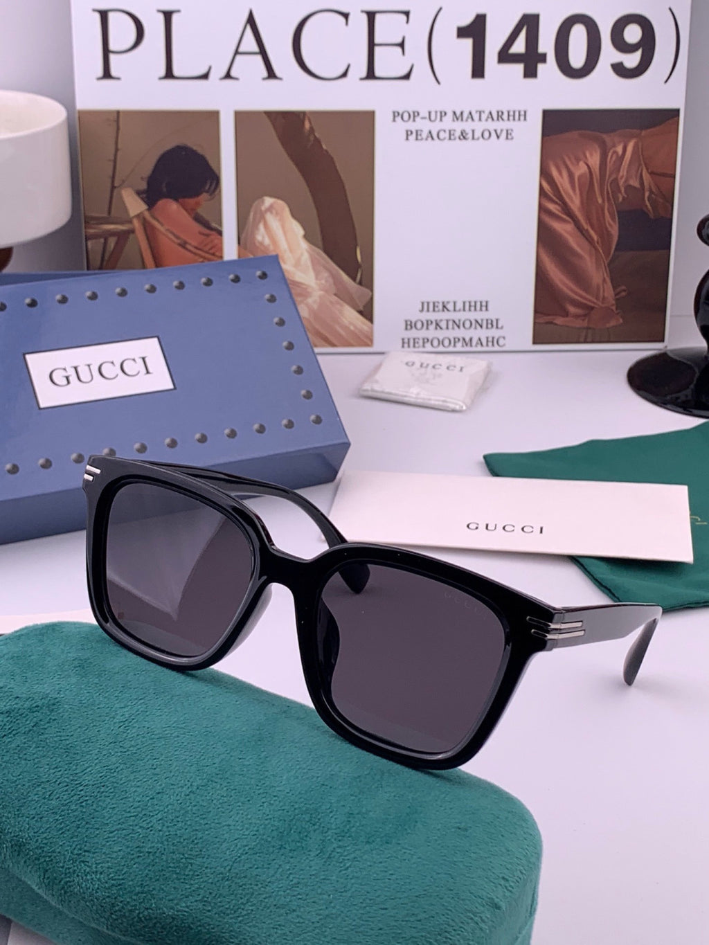 Gucci G6821 Polarized Square Black Lens Sunglasses for Women - detail image 3