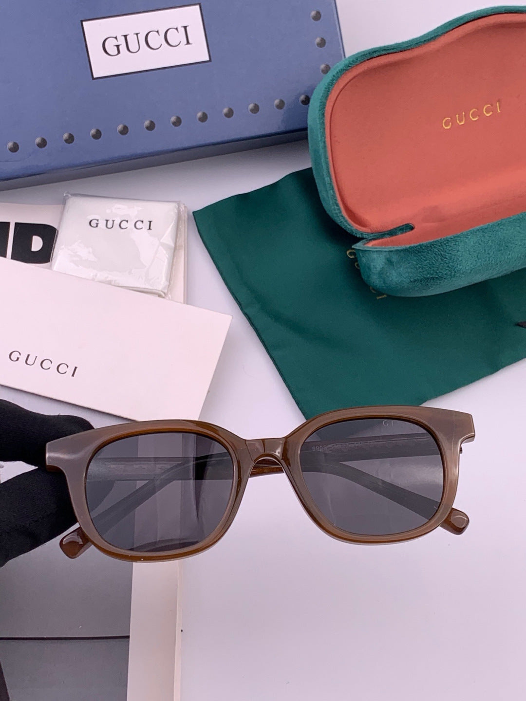 Gucci G5990 Polarized Square Gold Lens Sunglasses for Men & Women