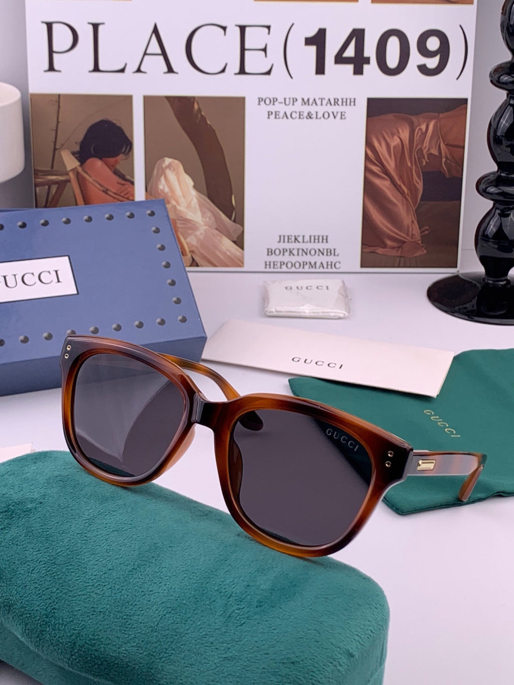 Gucci G5820 Polarized Square Gold Lens Sunglasses for Women - detail image 2