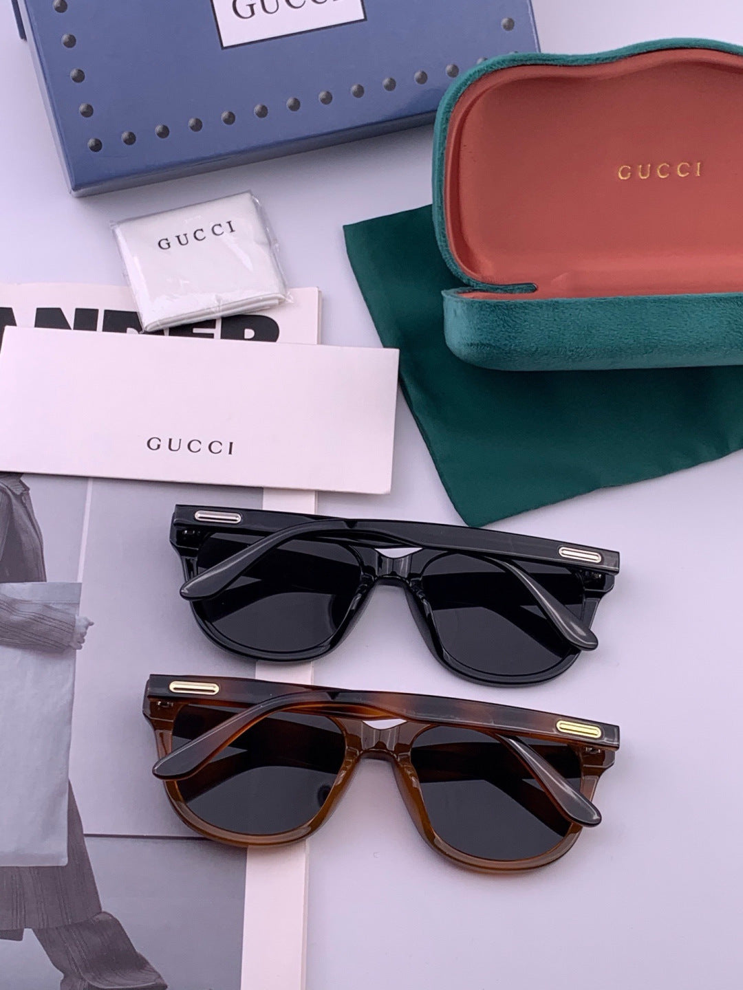Gucci G5820 Polarized Square Gold Lens Sunglasses for Women - detail image 4