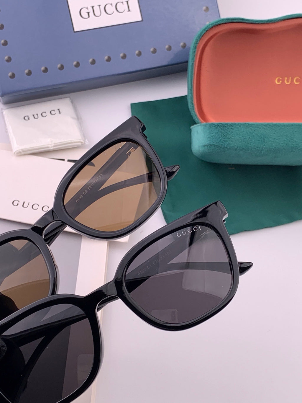 Gucci G3613 Polarized Square Black Lens Sunglasses for Women - detail image 5