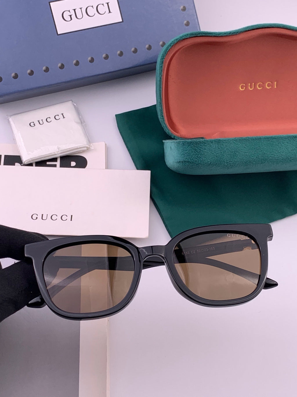 Gucci G3613 Polarized Square Black Lens Sunglasses for Women - detail image 2