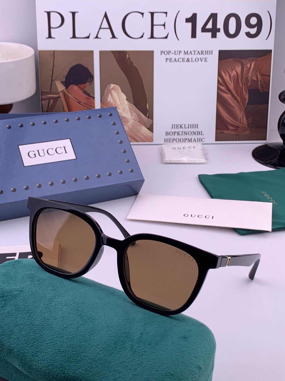 Gucci G3613 Polarized Square Black Lens Sunglasses for Women - detail image 4