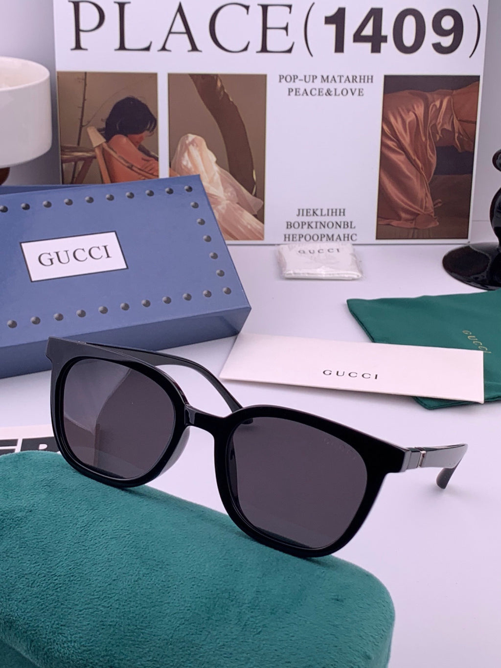 Gucci G3613 Polarized Square Black Lens Sunglasses for Women - detail image 3