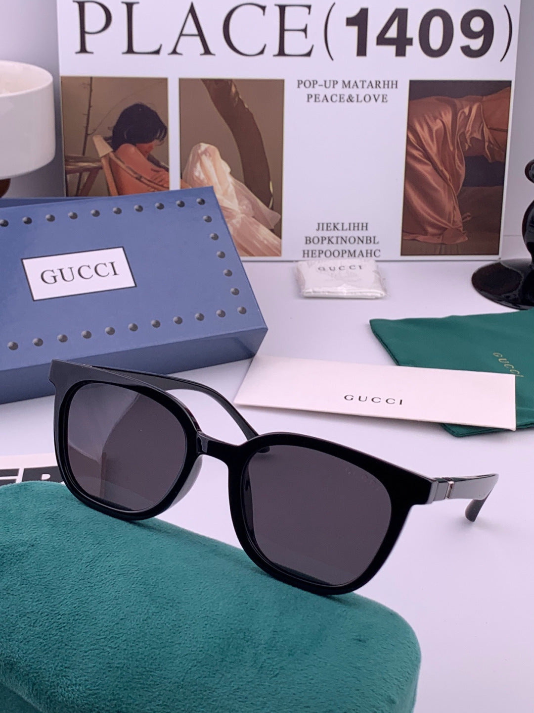 Gucci G3613 Polarized Square Black Lens Sunglasses for Women - detail image 3