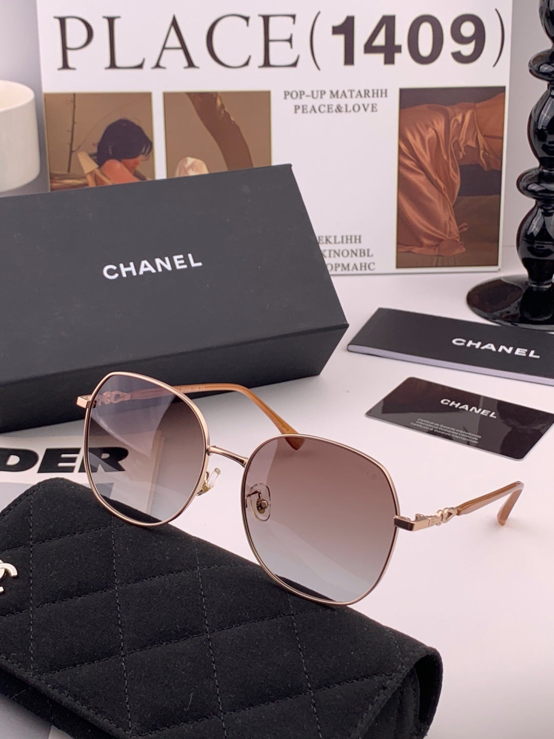 Chanel CH1193 Fashion Gold Lens Sunglasses for Men & Women - detail image 4