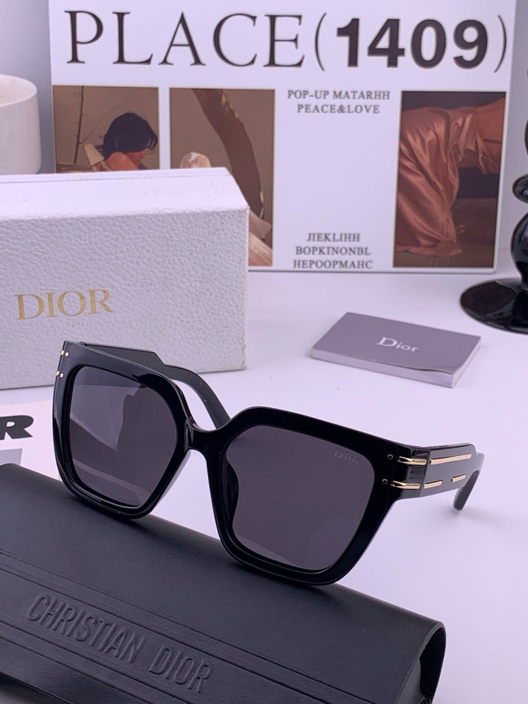 Dior CD9990 Polarized Square Black Lens Sunglasses for Women - 415436 - detail image 3