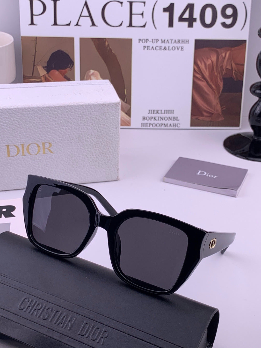 Dior CD6820 Polarized Square Black Lens Sunglasses for Women - 415437 - detail image 2