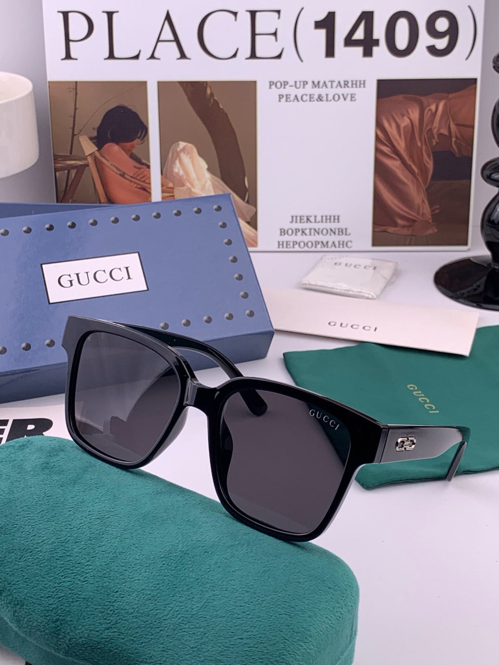 Gucci G4234 Polarized Square Gold Lens Sunglasses for Men & Women - detail image 2