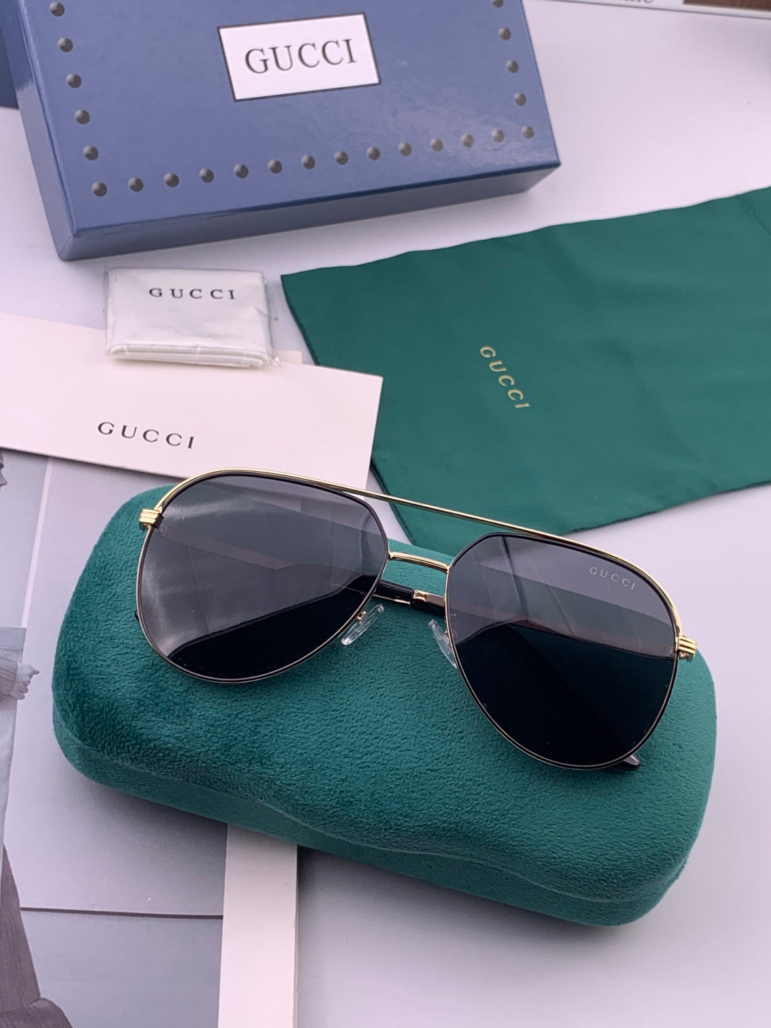 Gucci 3371 Polarized Aviator Gold Lens Sunglasses for Men & Women - detail image 7