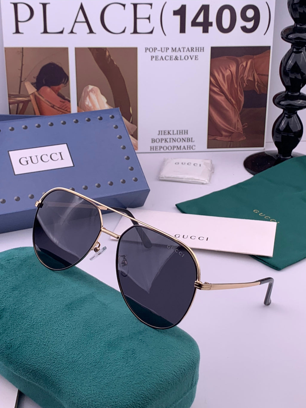 Gucci 3371 Polarized Aviator Gold Lens Sunglasses for Men & Women - detail image 2