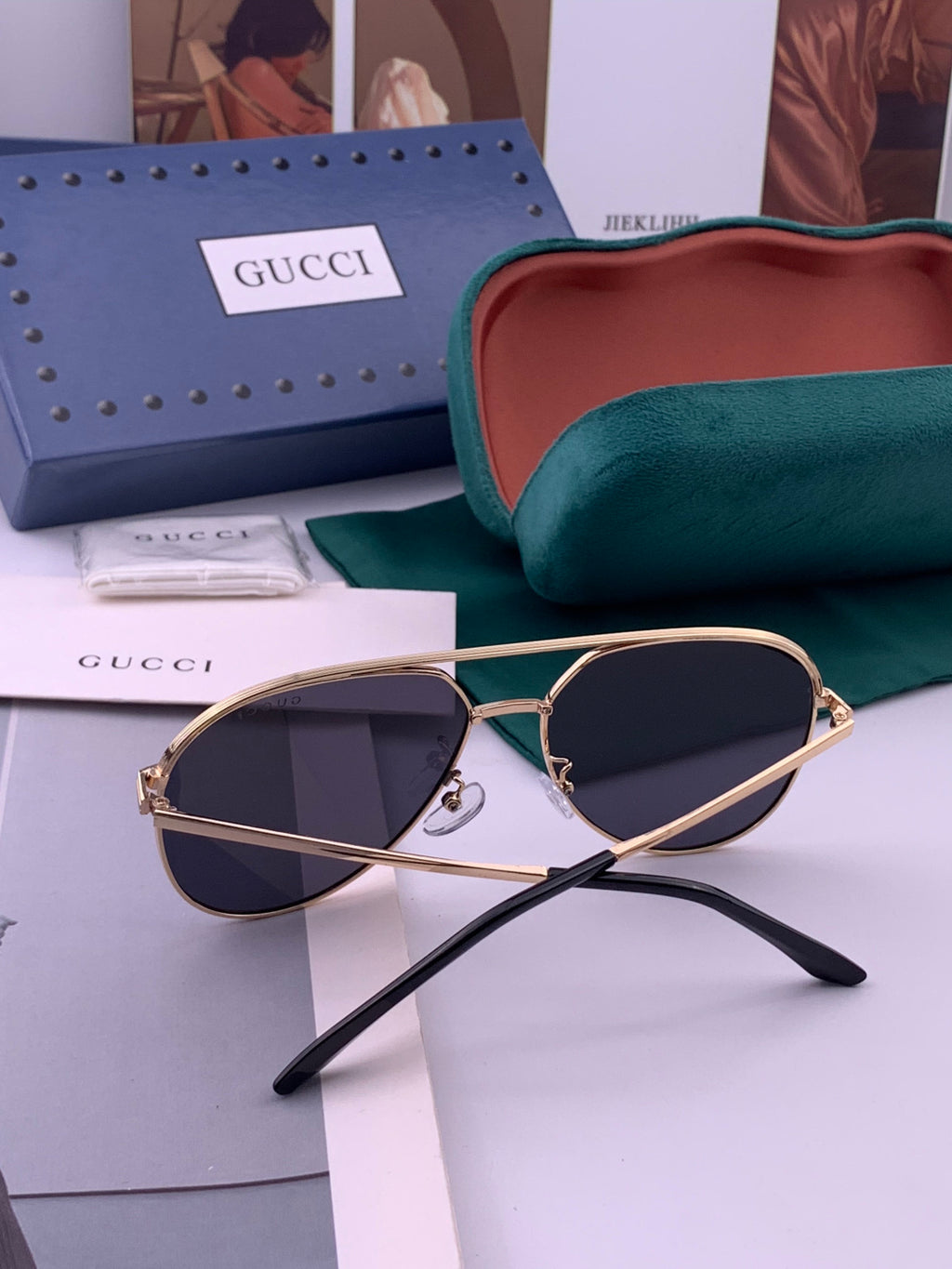 Gucci 3371 Polarized Aviator Gold Lens Sunglasses for Men & Women - detail image 4