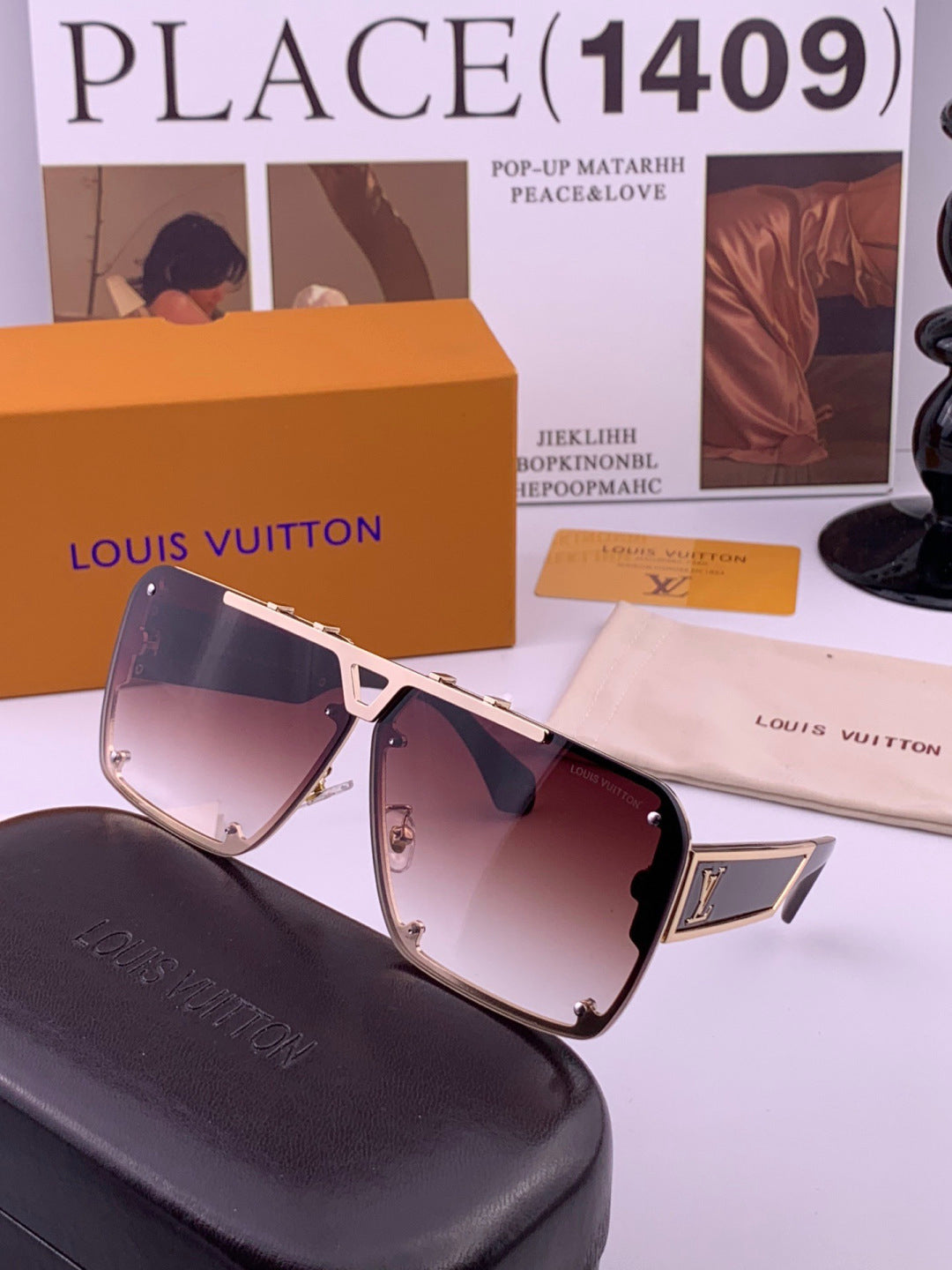 Louis Vuitton L501 Aviator Blue Lens Sunglasses for Men & Women - detail image 3