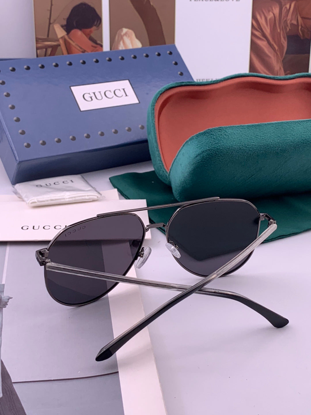 Gucci 5980 Polarized Aviator Black Lens Sunglasses for Men & Women - detail image 6