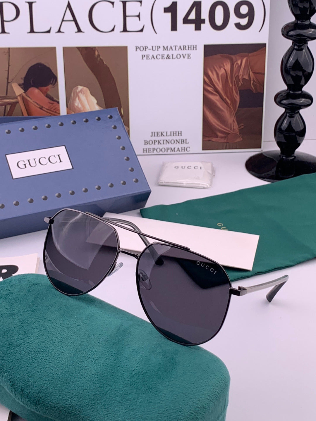 Gucci 5980 Polarized Aviator Black Lens Sunglasses for Men & Women - detail image 3