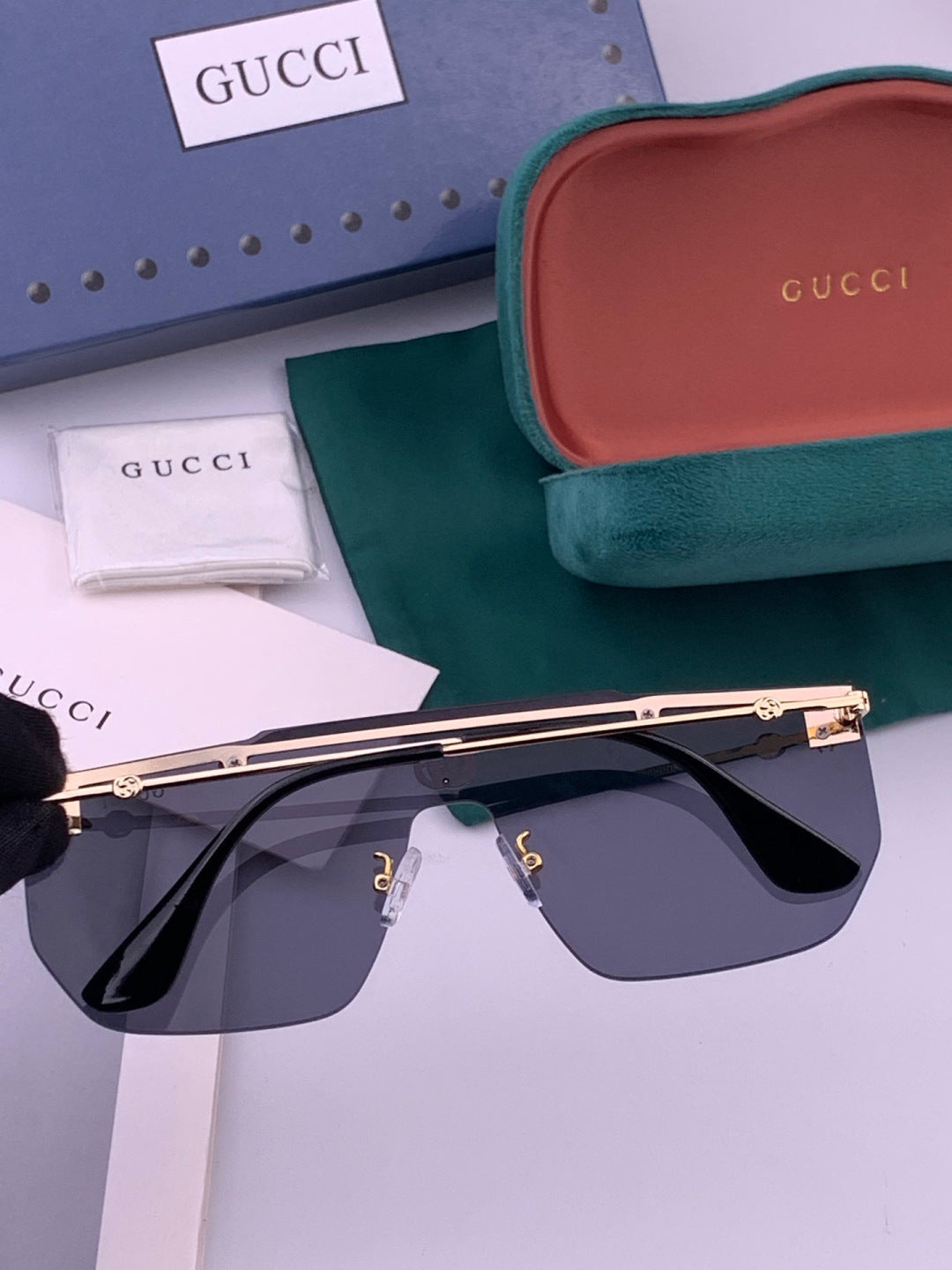 Gucci G01 Aviator Black Lens Sunglasses for Men & Women - 414962 - detail image 4