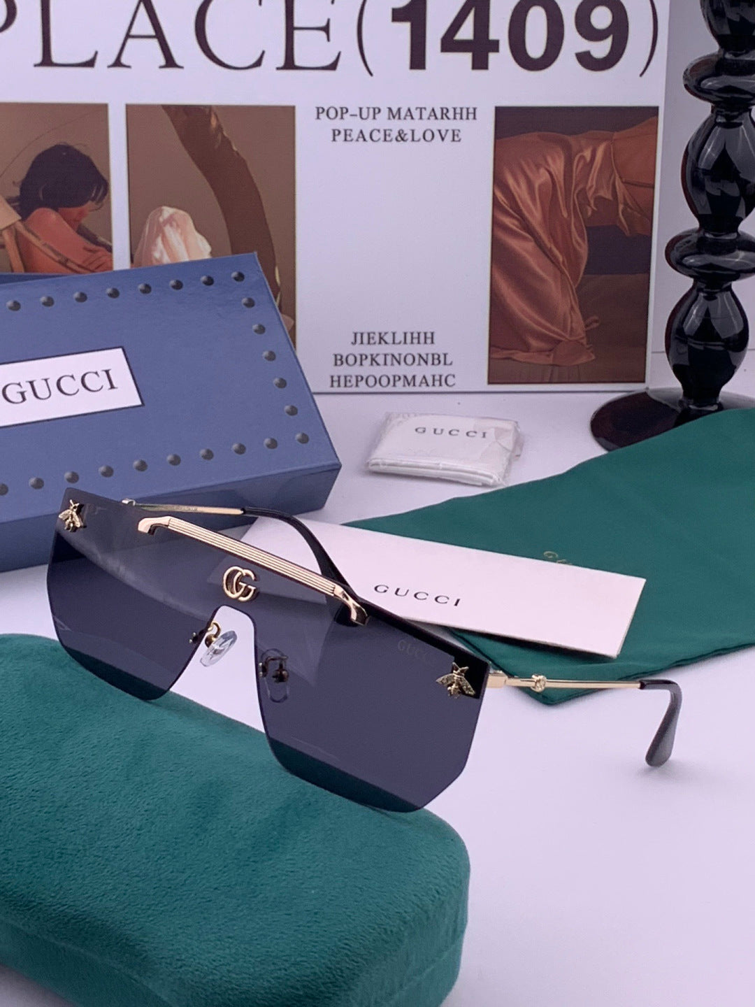 Gucci G01 Aviator Black Lens Sunglasses for Men & Women - 414962 - detail image 2