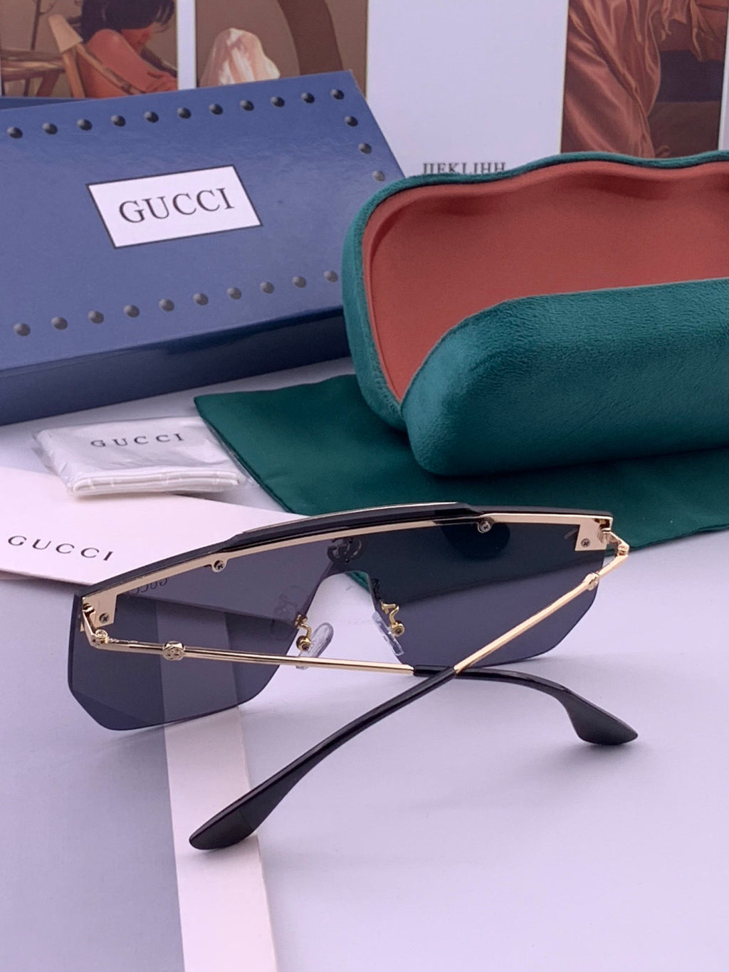 Gucci G01 Aviator Black Lens Sunglasses for Men & Women - 414962 - detail image 6