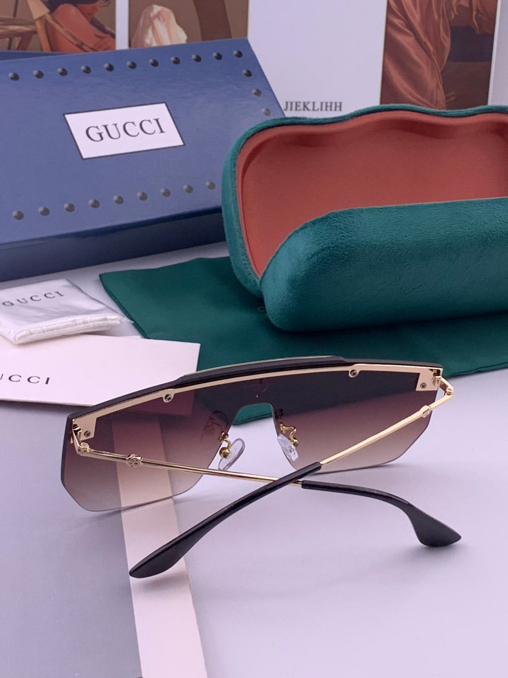 Gucci G01 Aviator Black Lens Sunglasses for Men & Women - 414963 - detail image 7