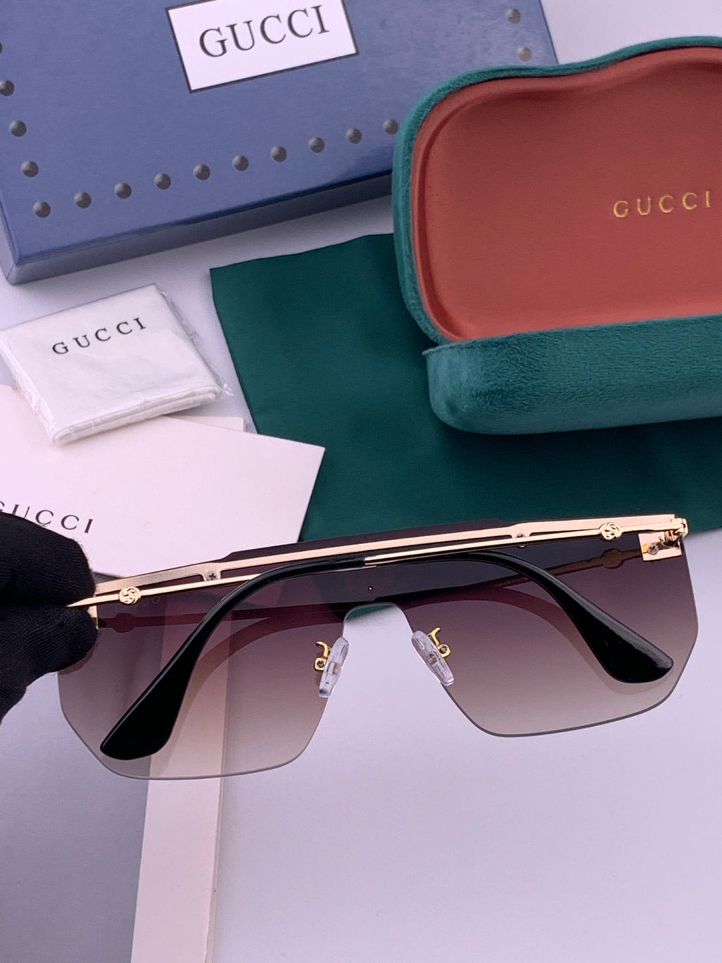 Gucci G01 Aviator Black Lens Sunglasses for Men & Women - 414963 - detail image 5