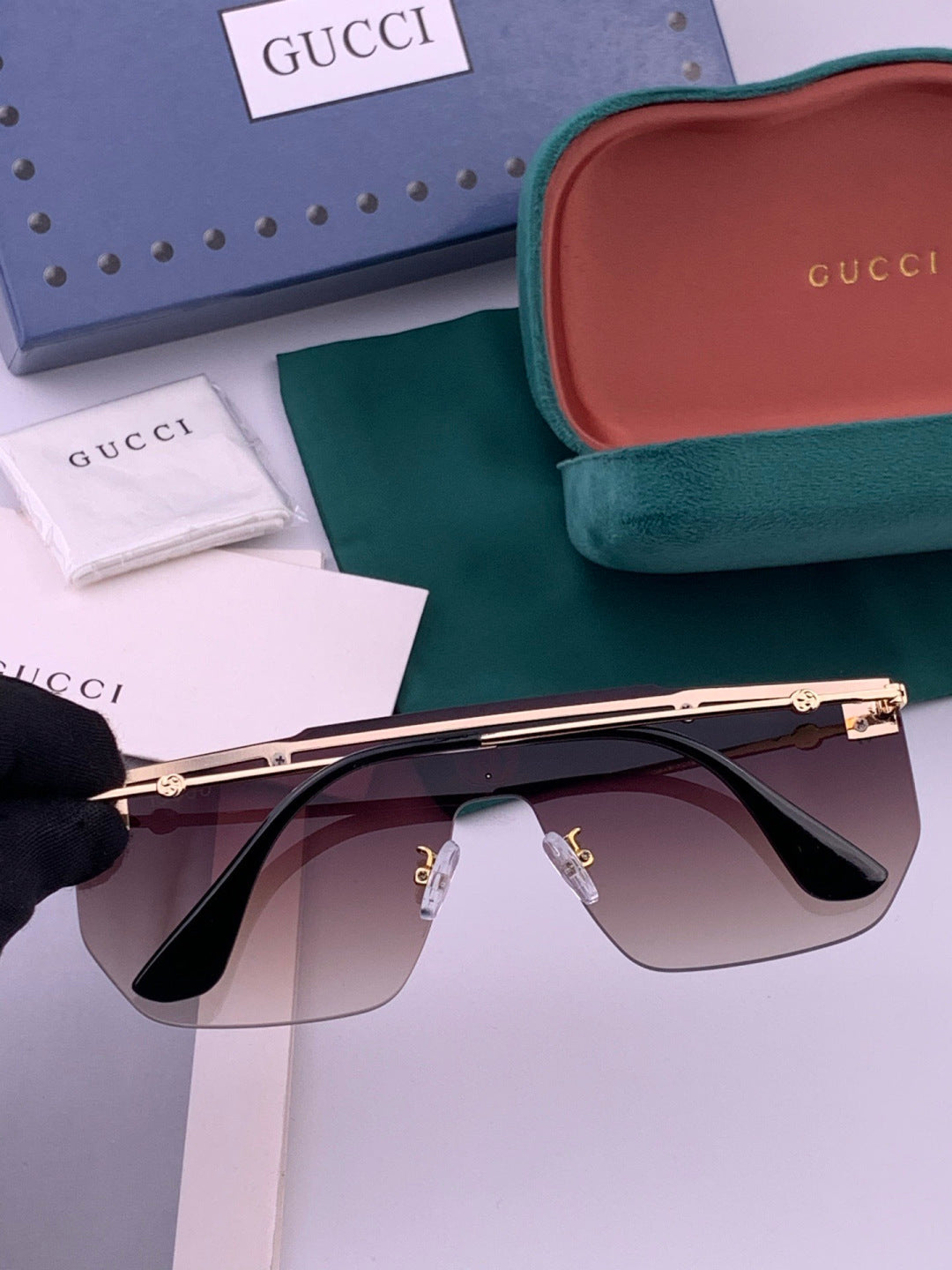 Gucci G01 Aviator Black Lens Sunglasses for Men & Women - 414963 - detail image 5