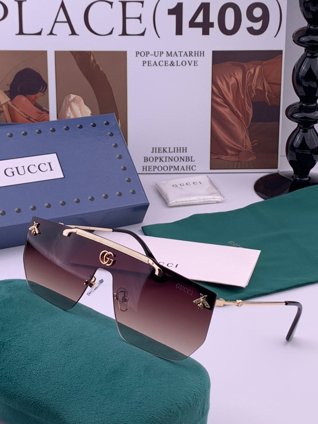 Gucci G01 Aviator Black Lens Sunglasses for Men & Women - 414963 - detail image 2