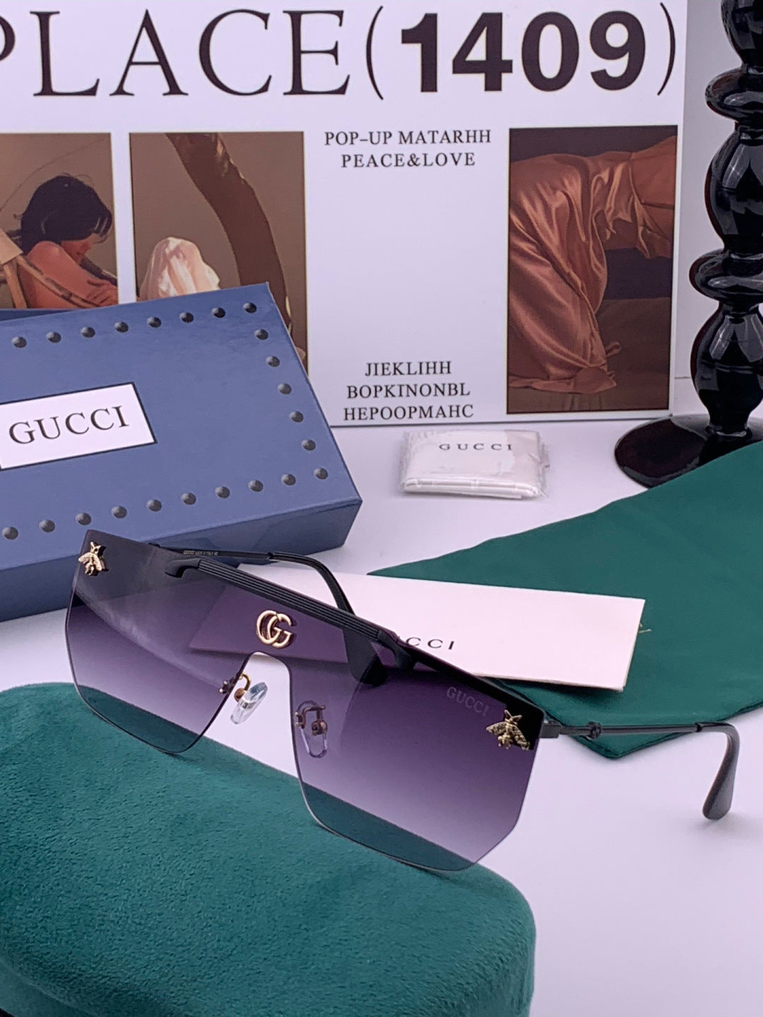 Gucci G01 Aviator Black Lens Sunglasses for Men & Women - detail image 2