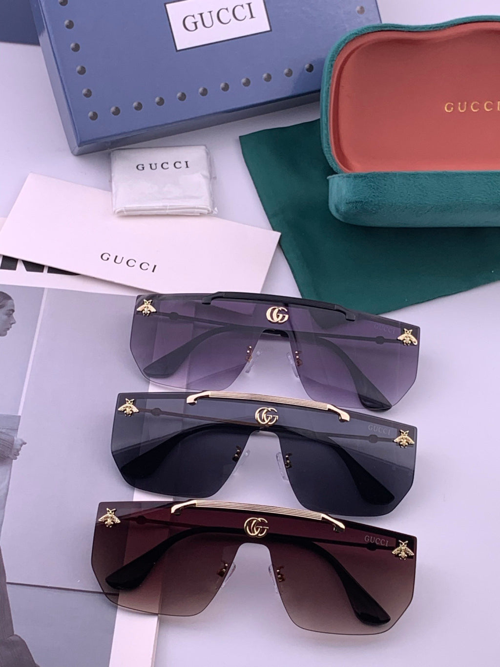 Gucci G01 Aviator Black Lens Sunglasses for Men & Women - detail image 8