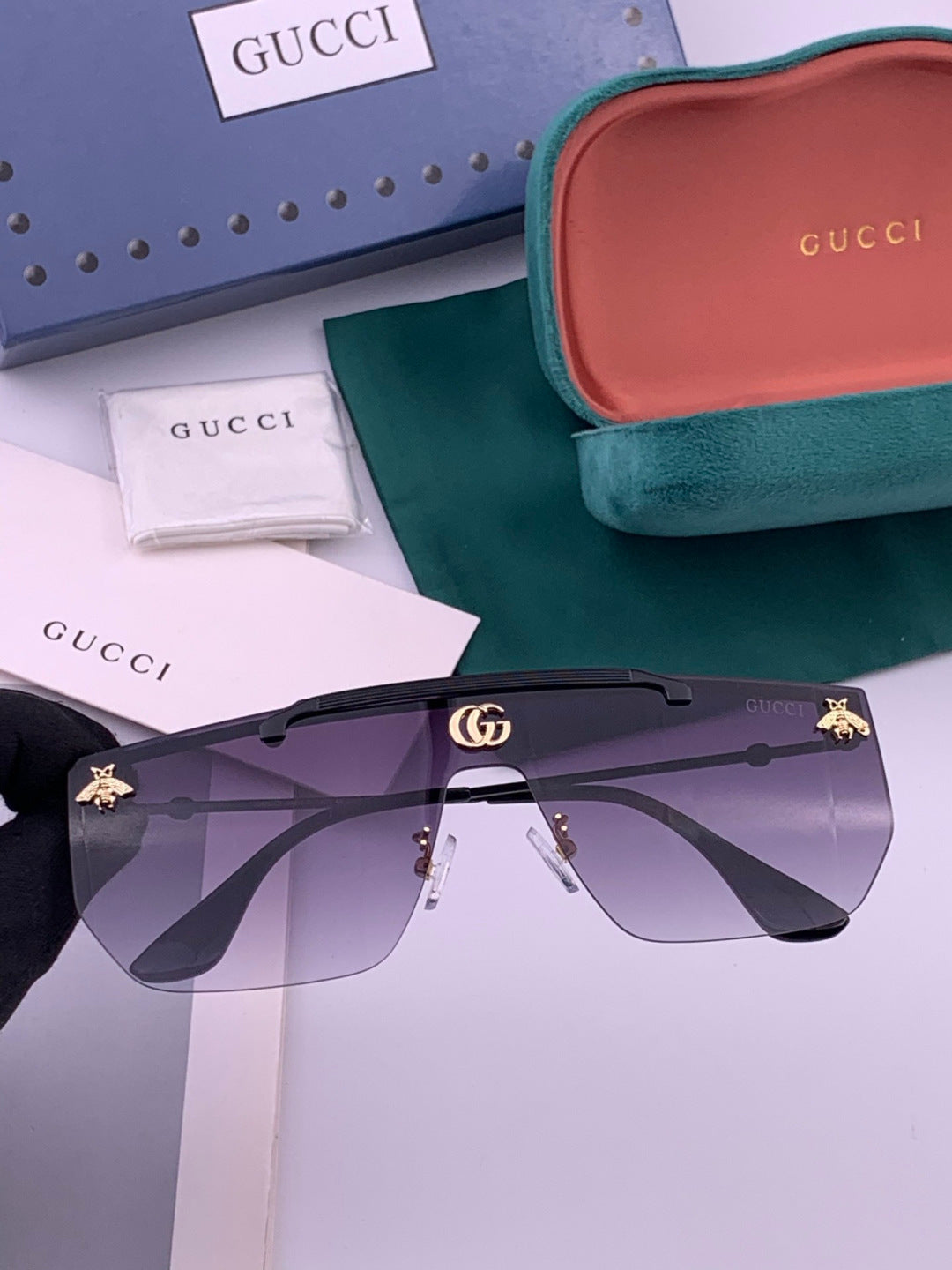 Gucci G01 Aviator Black Lens Sunglasses for Men & Women