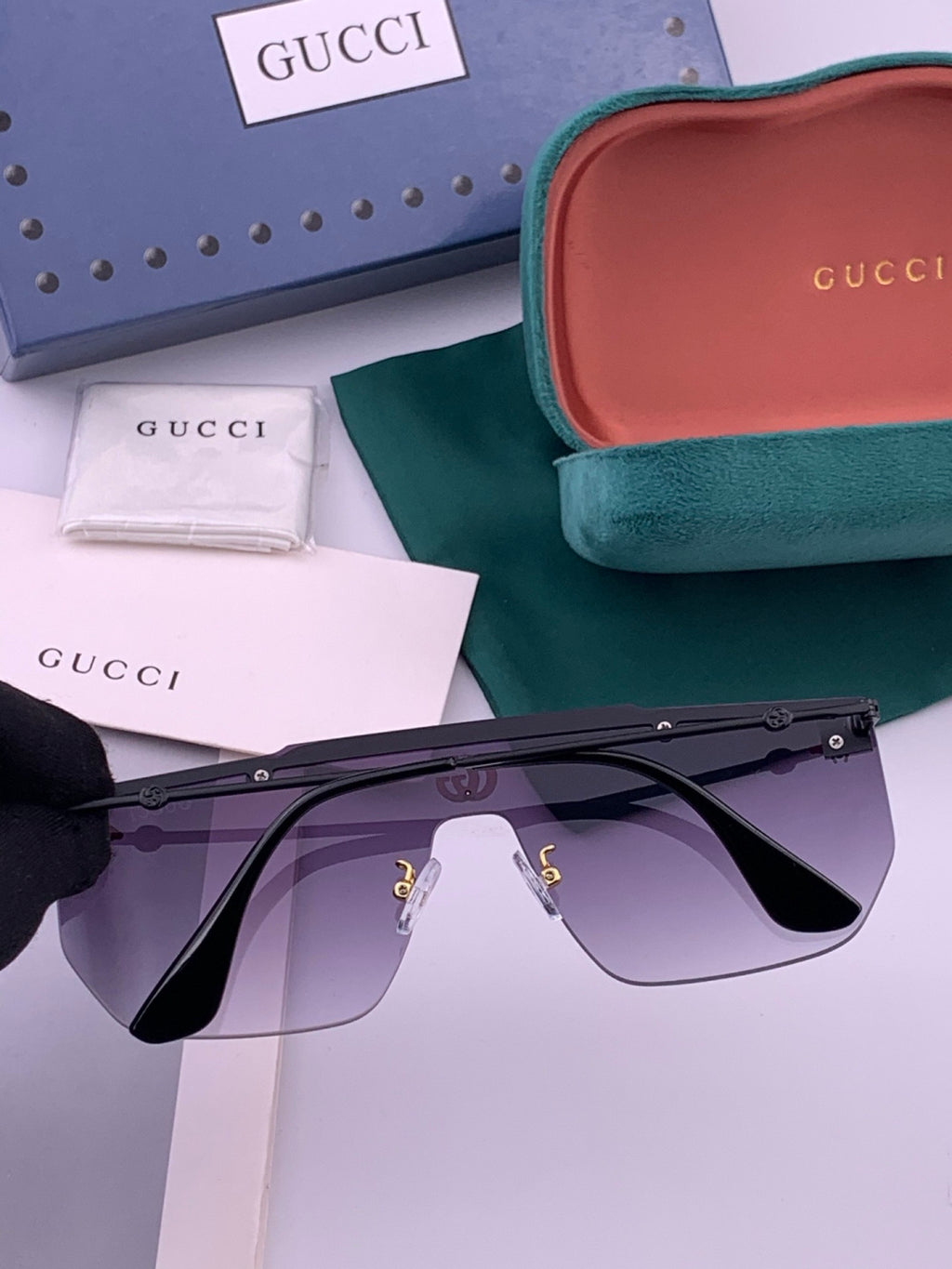 Gucci G01 Aviator Black Lens Sunglasses for Men & Women - detail image 7