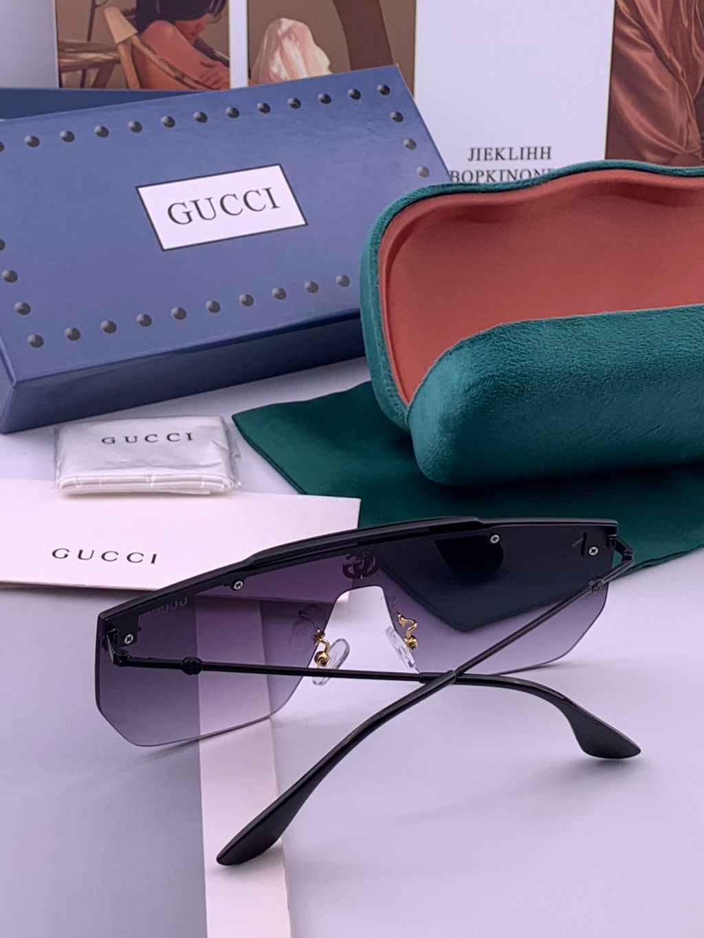 Gucci G01 Aviator Black Lens Sunglasses for Men & Women - detail image 6
