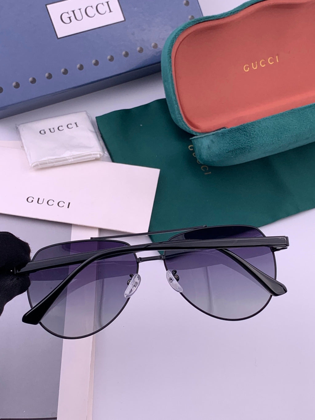 Gucci 4325 Polarized Aviator Black Lens Sunglasses for Men & Women - detail image 5