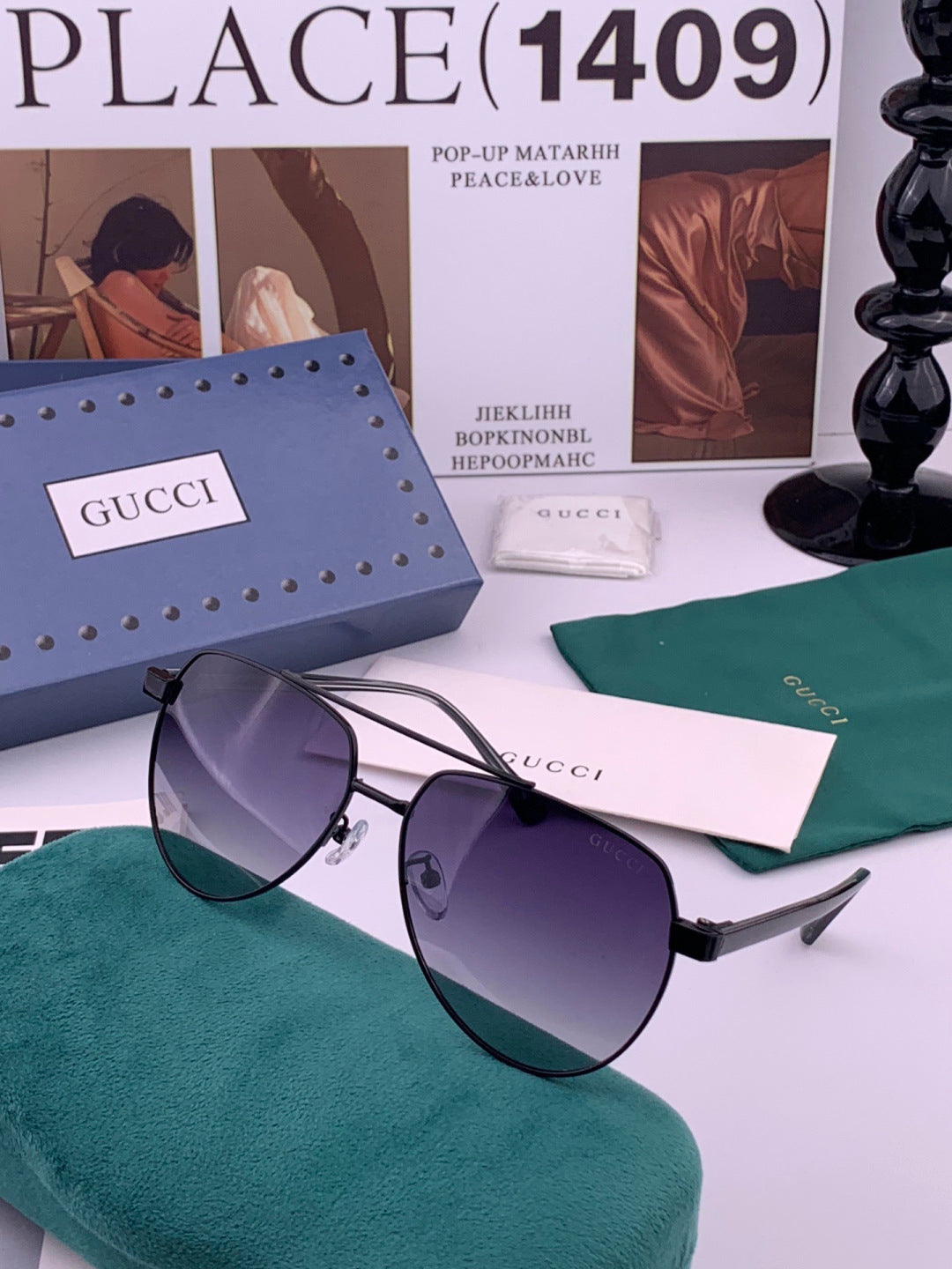 Gucci 4325 Polarized Aviator Black Lens Sunglasses for Men & Women - detail image 2
