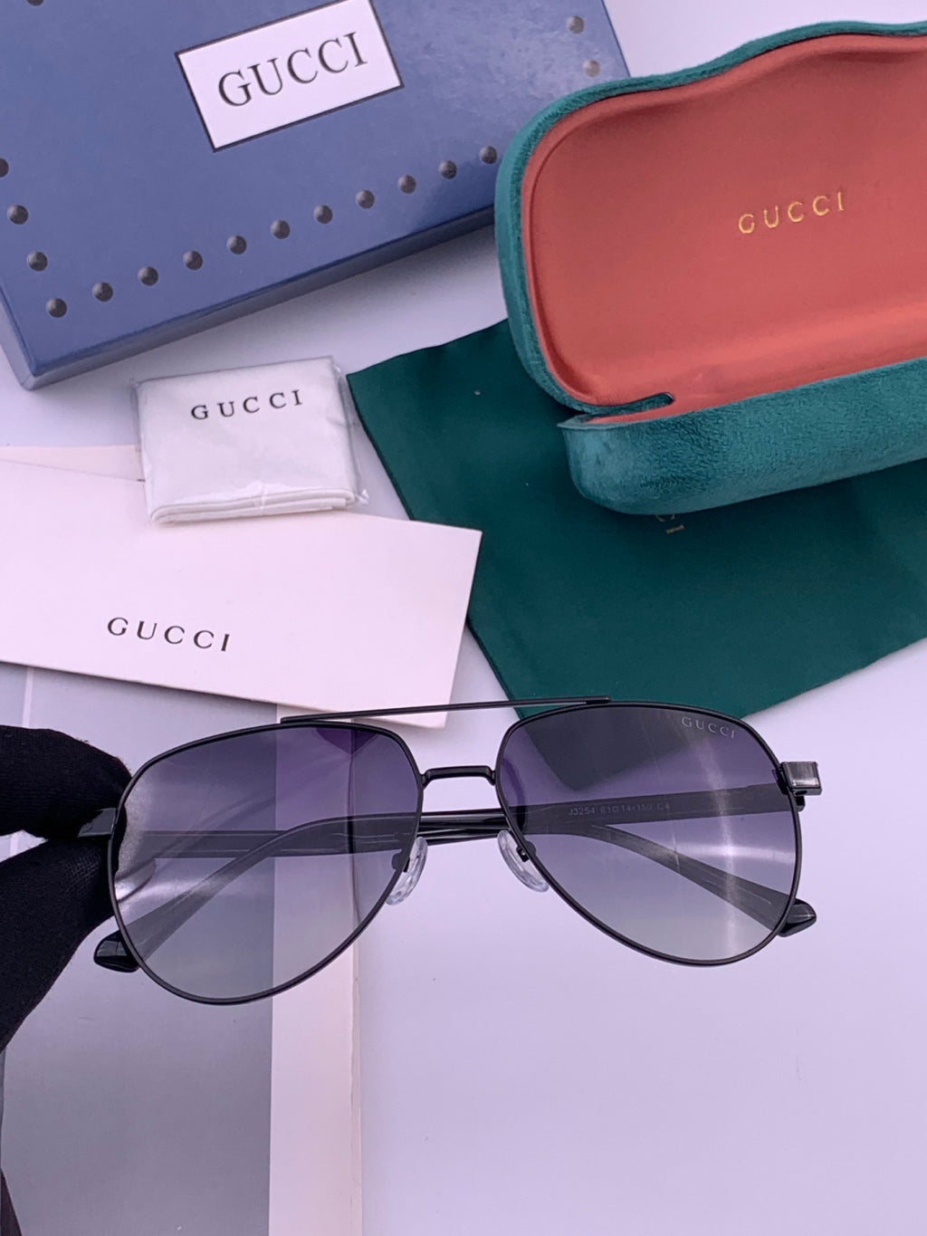 Gucci 4325 Polarized Aviator Black Lens Sunglasses for Men & Women