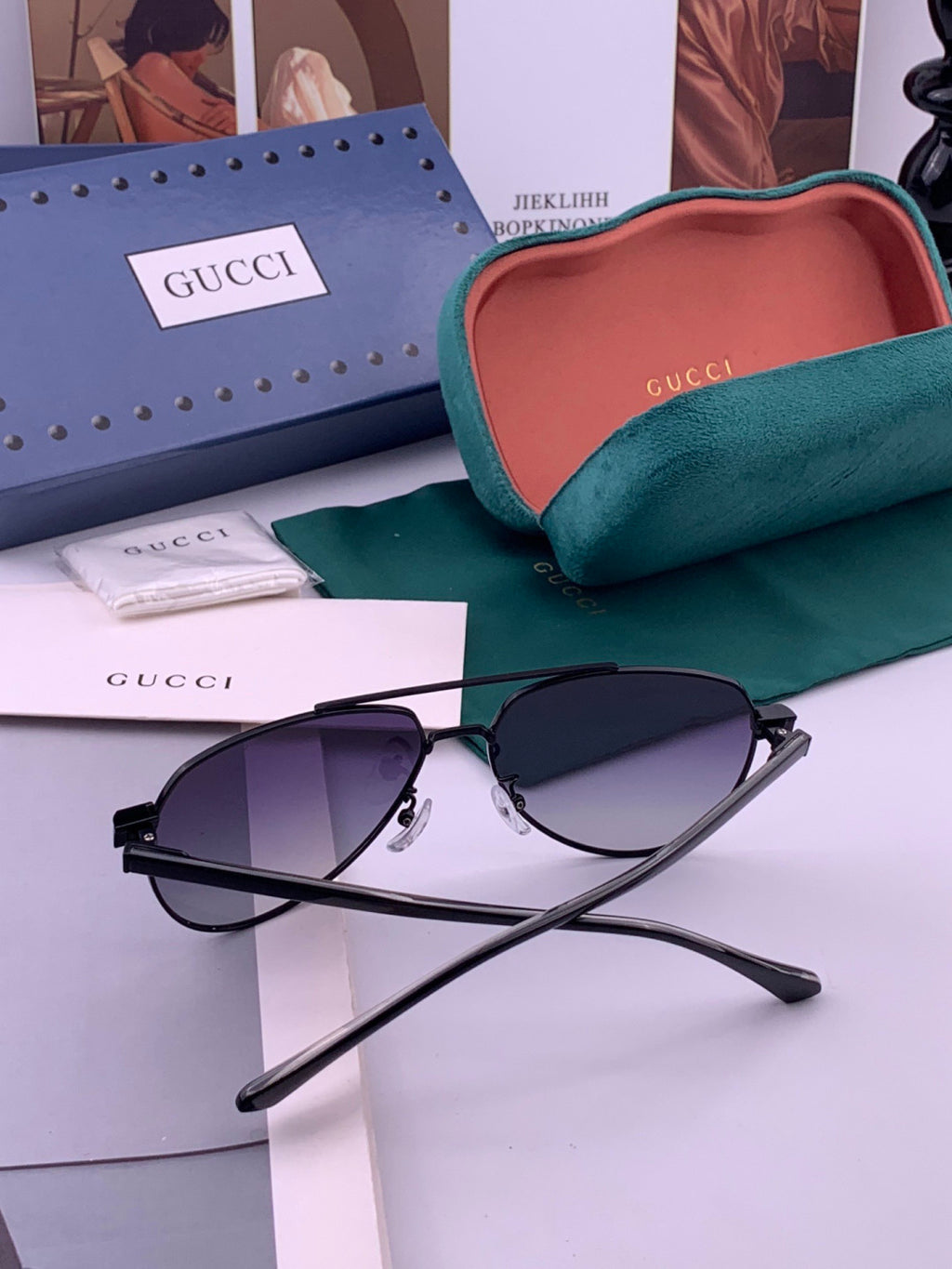 Gucci 4325 Polarized Aviator Black Lens Sunglasses for Men & Women - detail image 7