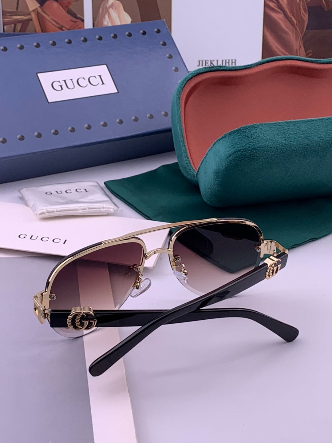 Gucci G41746 Aviator Black Lens Sunglasses for Men & Women - 415111 - detail image 5