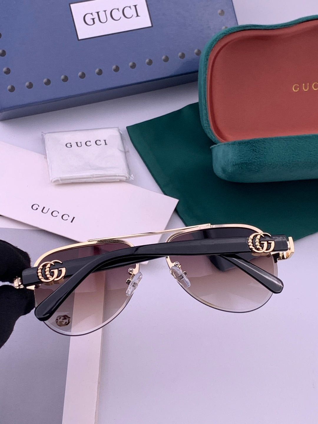 Gucci G41746 Aviator Black Lens Sunglasses for Men & Women - 415111 - detail image 4