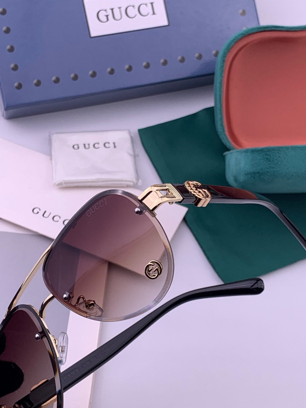 Gucci G41746 Aviator Black Lens Sunglasses for Men & Women - 415111 - detail image 3