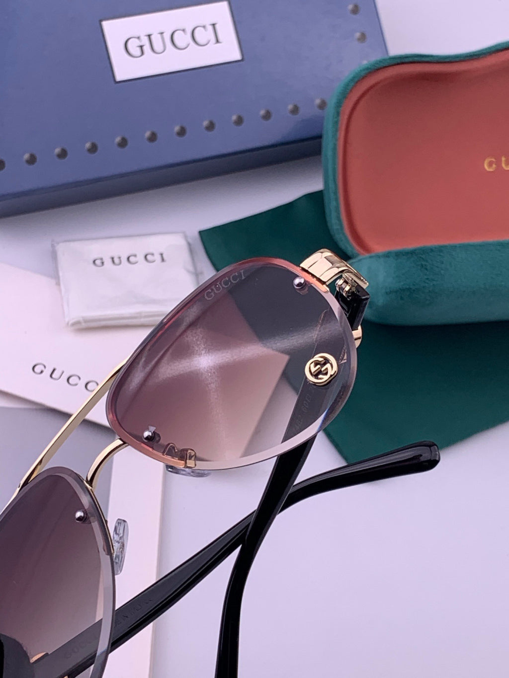 Gucci G41746 Aviator Black Lens Sunglasses for Men & Women - 415111 - detail image 6