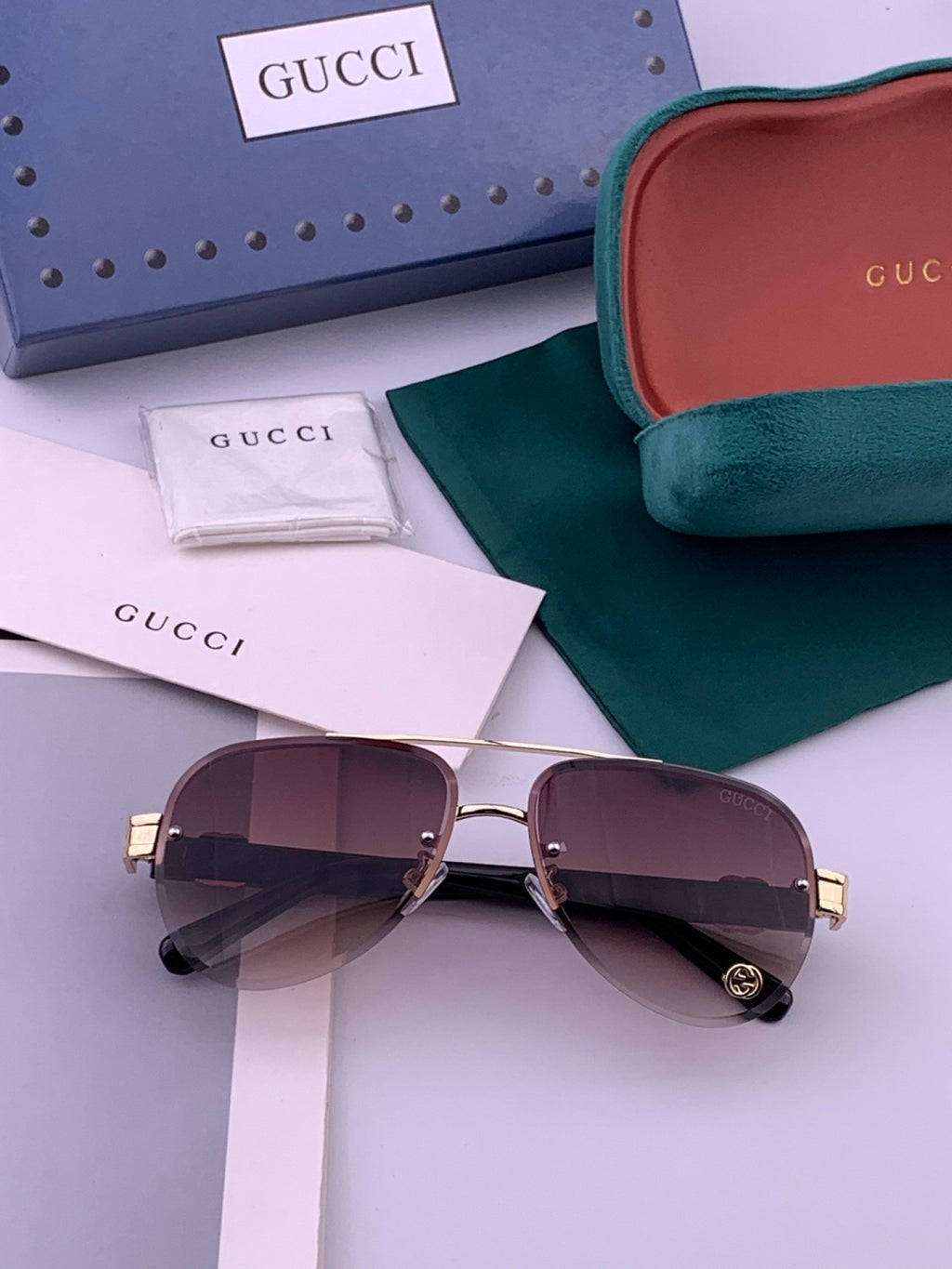 Gucci G41746 Aviator Black Lens Sunglasses for Men & Women - 415111 - detail image 7