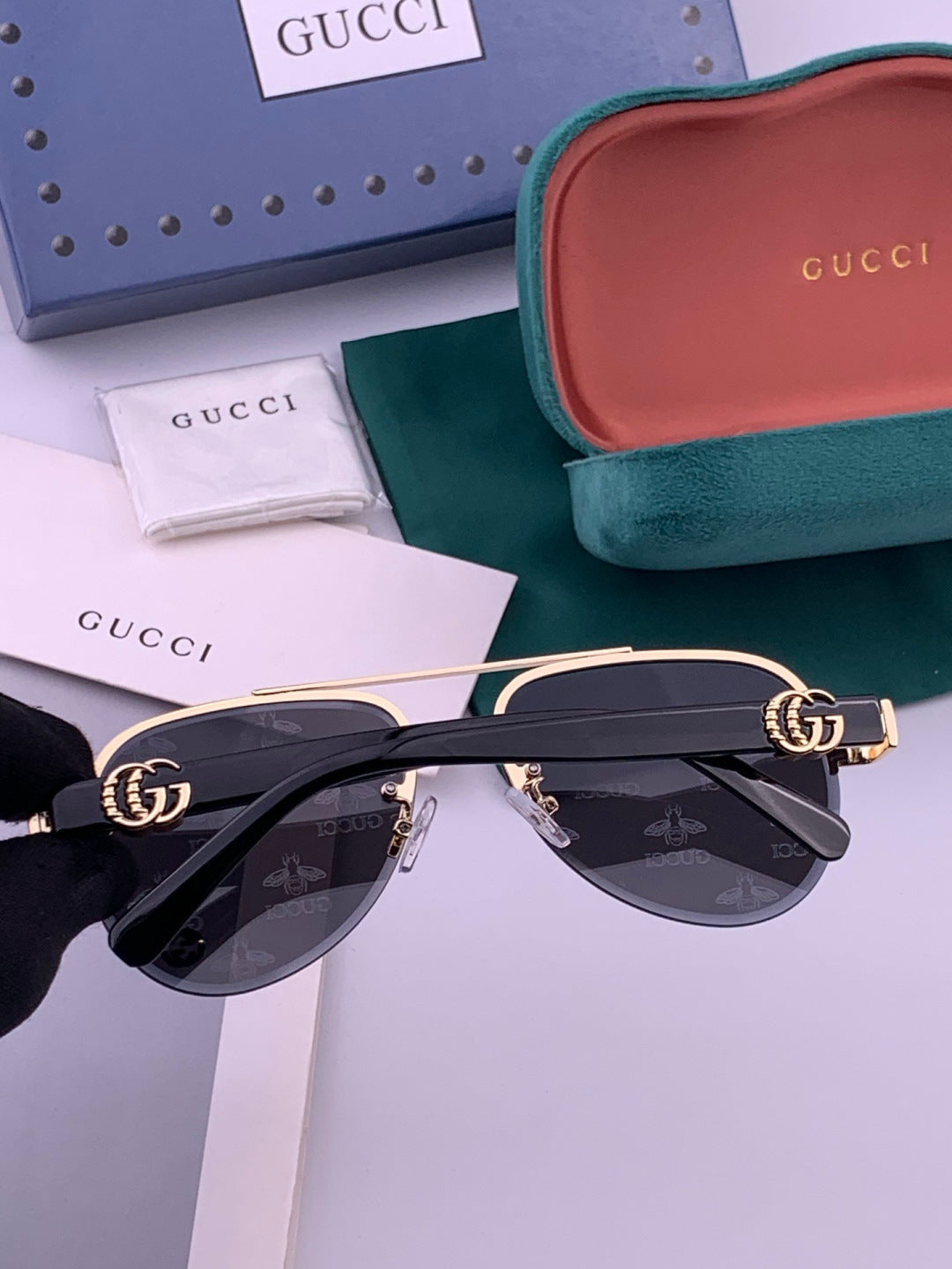 Gucci G41746 Aviator Black Lens Sunglasses for Men & Women - 415112 - detail image 4
