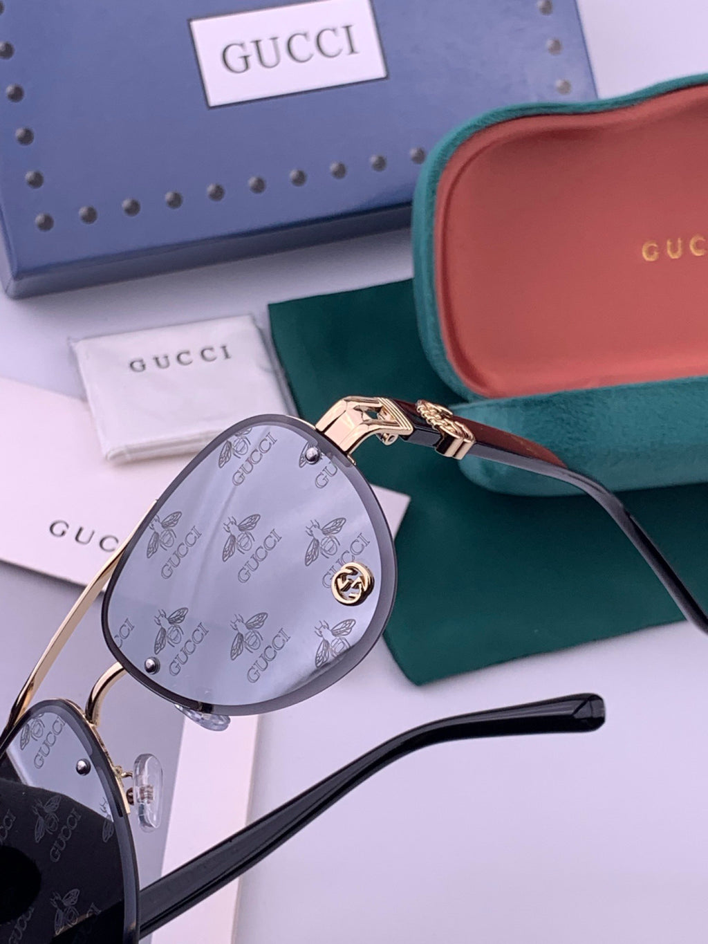 Gucci G41746 Aviator Black Lens Sunglasses for Men & Women - 415112 - detail image 3