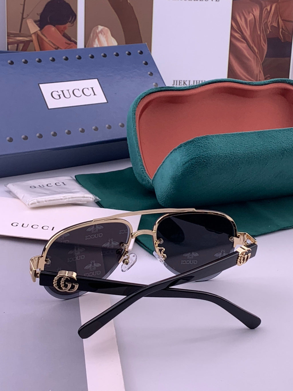 Gucci G41746 Aviator Black Lens Sunglasses for Men & Women - 415112 - detail image 5