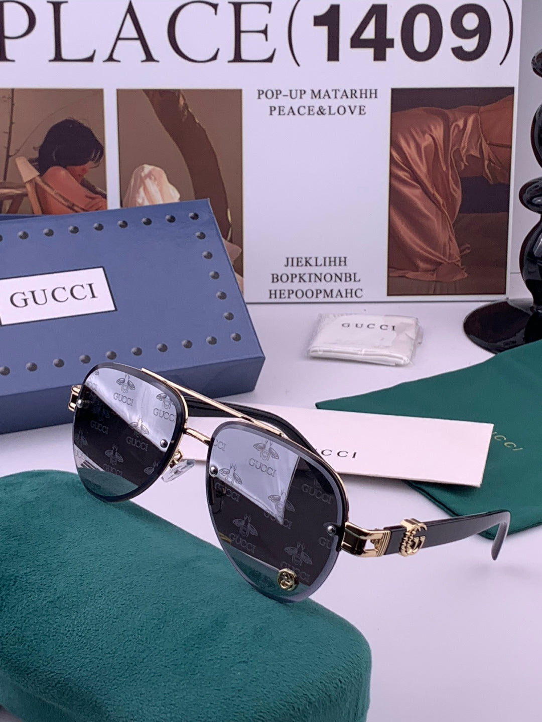 Gucci G41746 Aviator Black Lens Sunglasses for Men & Women - 415112 - detail image 2