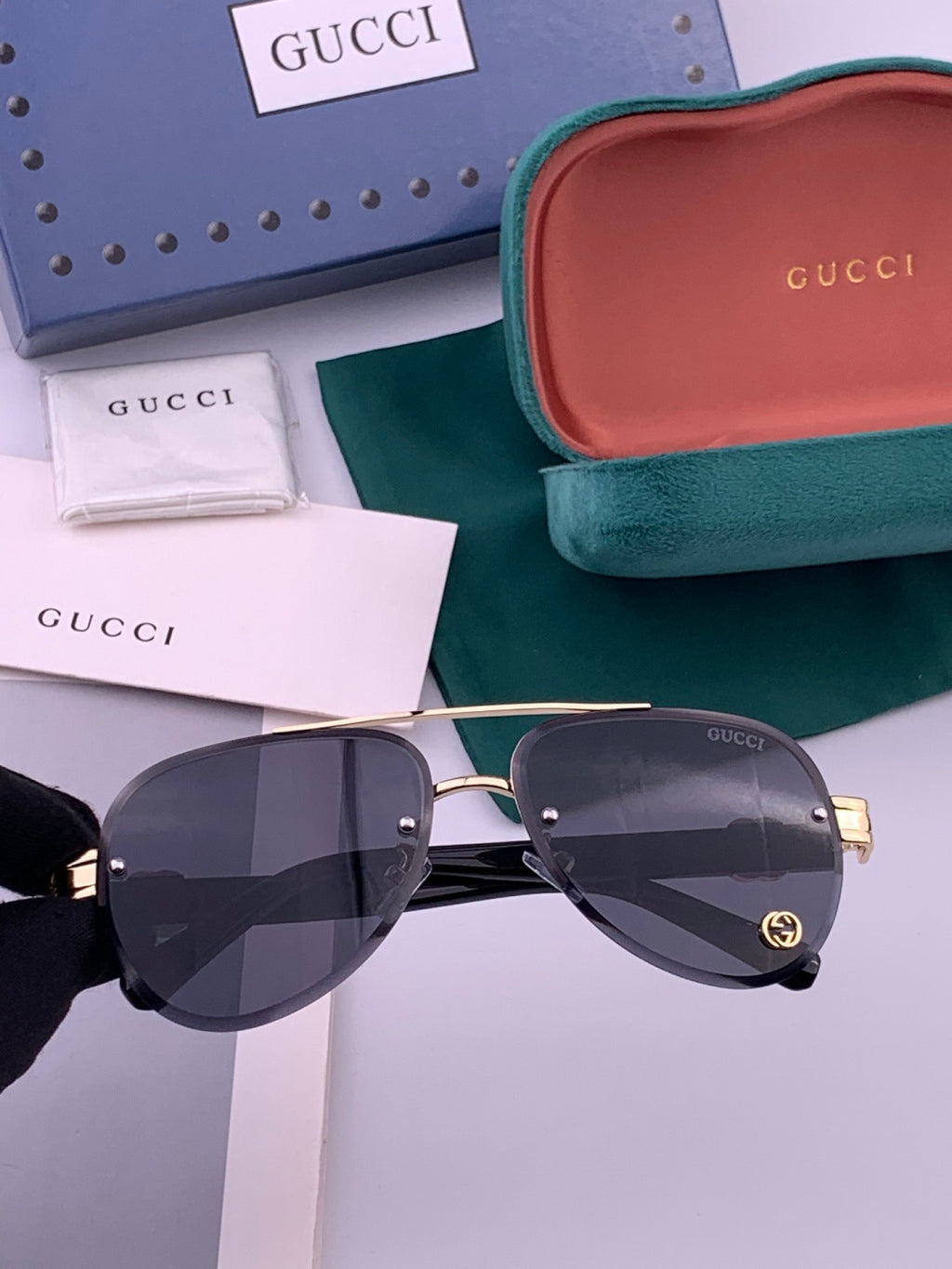 Gucci G41746 Aviator Black Lens Sunglasses for Men & Women - 415113