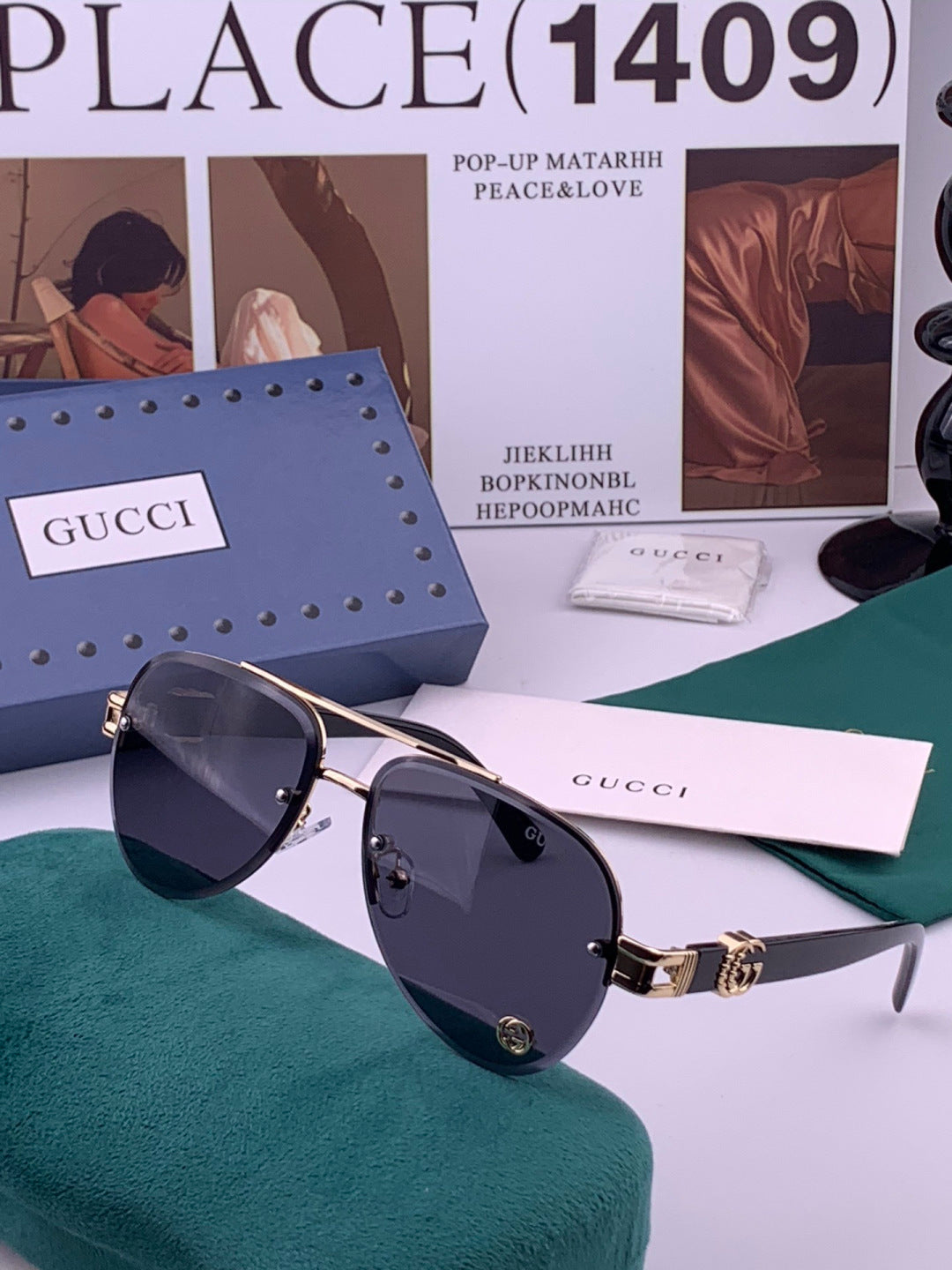 Gucci G41746 Aviator Black Lens Sunglasses for Men & Women - 415113 - detail image 2