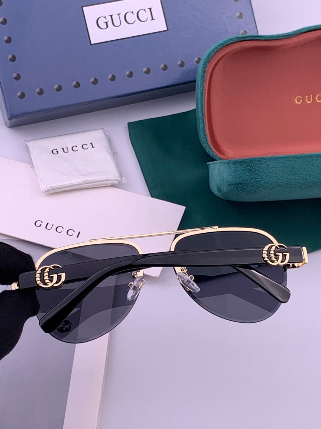 Gucci G41746 Aviator Black Lens Sunglasses for Men & Women - 415113 - detail image 4