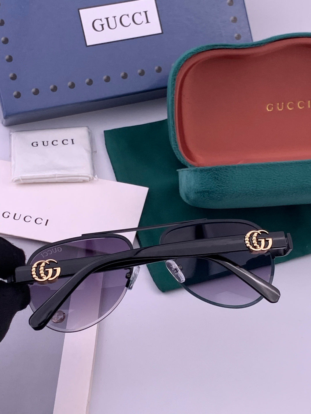 Gucci G41746 Aviator Black Lens Sunglasses for Men & Women - 415114 - detail image 5
