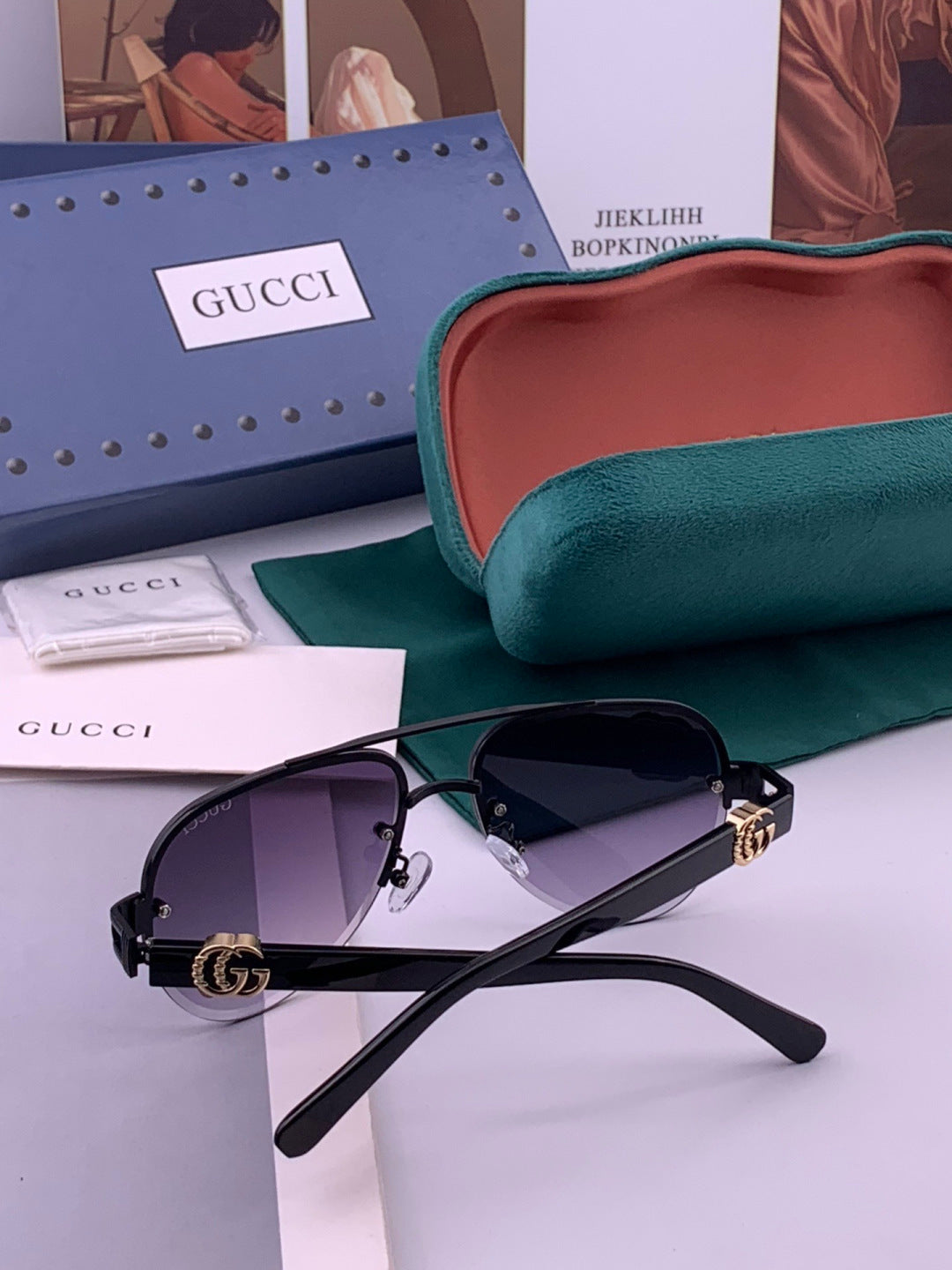 Gucci G41746 Aviator Black Lens Sunglasses for Men & Women - 415114 - detail image 4